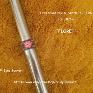 FLORET / Patrón anillos de peyote / Pdf inglés / punto de peyote de conteo par / con gráficos y tabla de palabras
