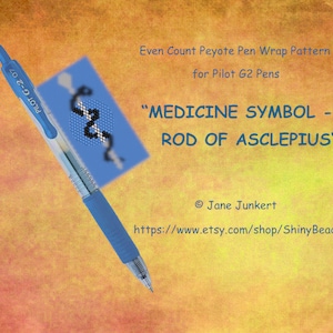 Pen Wrap Patroon / Pen Cover Patroon / "MEDICINE SYMBOOL - Rod of Asclepius" / Pdf in het ENGELS / voor Pilot G2 gelpennen