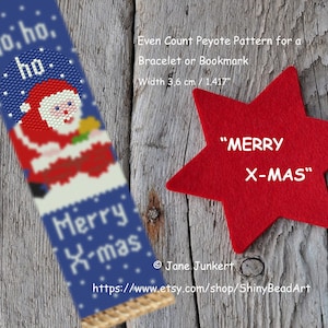 MERRY X-MAS / Even-Count Peyote Bracelet or Bookmark Pattern / Pdf ENGLISH / Peyote Bracelet Design / with graphics and word chart