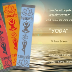 YOGA / NAMASTE / Flat Even-Count Peyote Bracelet Pattern / Pdf English / Peyote Bracelet Design / beading instruction