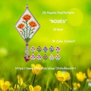 ROSES / 3D Peyote Pod Pattern / pdf ENGLISH / with many Graphics and Word Chart