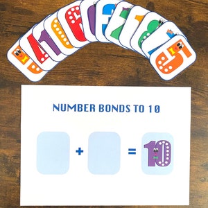 Number Bonds to 10 Game Math Skills Educational Aid Digital File with Poster and Free Colouring Page!