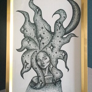 Black and White Illustration Cosmic beauty