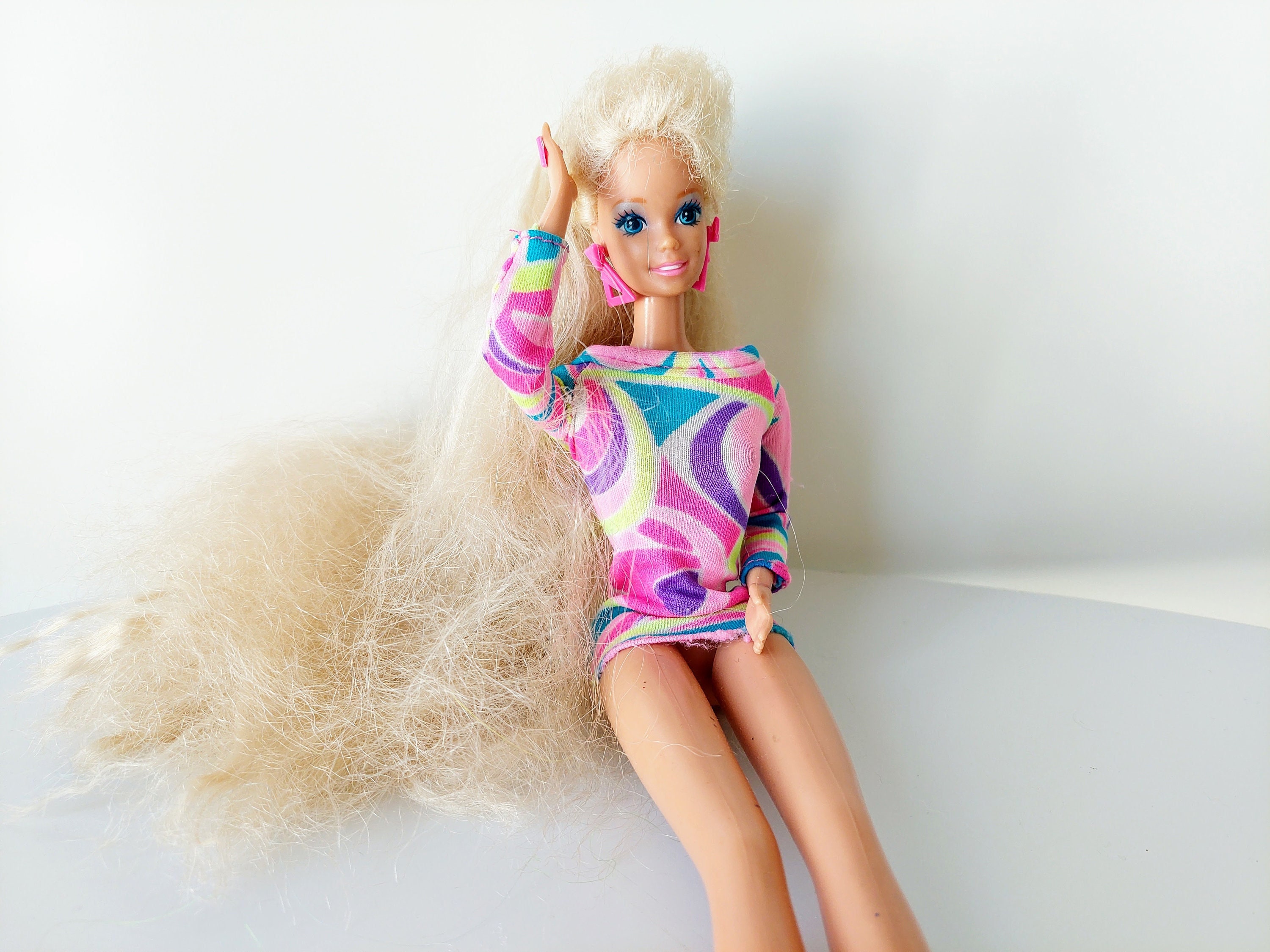 Mattel Totally Hair Barbie Doll Blonde Hair Long Crimped Vintage 90s