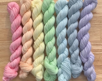 Pastel Rainbow - Hand Dyed - 7x20g - Merino/Nylon Or Sparkle - Dyed To Order
