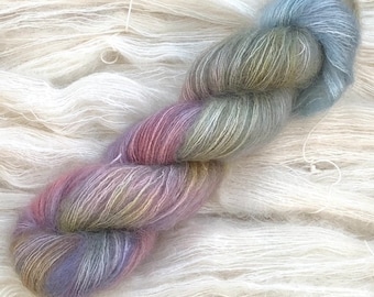 Oily Puddles Hand Dyed Kid Mohair Silk Laceweight Yarn