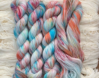 Tropicana - 50g Skein - Hand Dyed - 75/25 Merino/Nylon - Sock Yarn