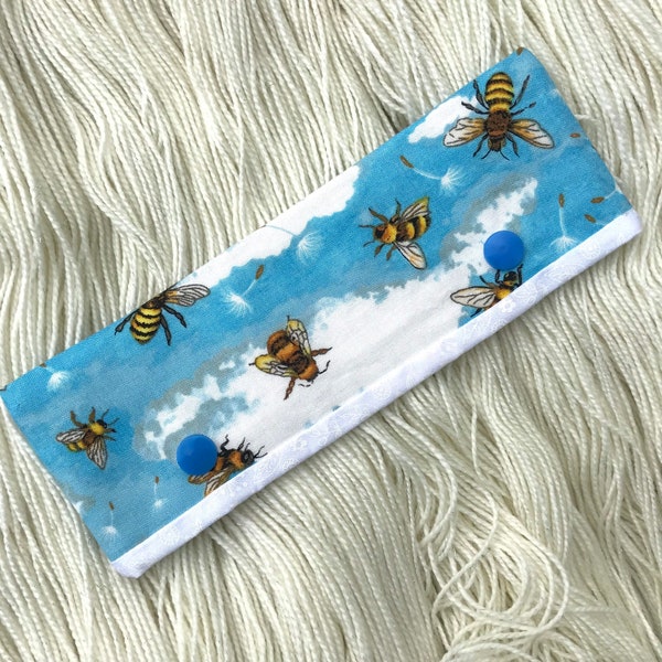 Nadel Etui - DPN Etui - Für 6" DPNs - Baumwollstoff - Hummeln - Mit Kam Snaps - Needle Cozy