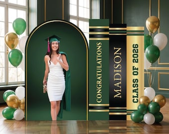 Custom graduation backdrop set, arched backdrop, grad photo board, books backdrop, graduation board, party decor, class of 2026