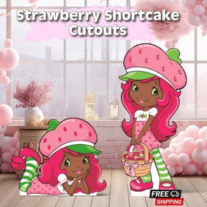 African american strawberry shortcake cutout | birthday party decor | kids party prop