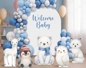 Arctic animal cutouts | polar bear, penguin, fox, owl | winter wonderland party decor | baby shower & birthday decorations