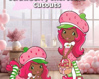 African american strawberry shortcake cutout | birthday party decor | kids party prop