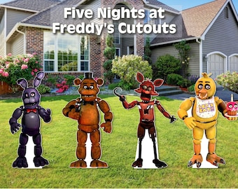 Five nights at freddy’s cutouts | fnaf birthday party decorations | freddy fazbear standee | gamer party props | horror theme decor
