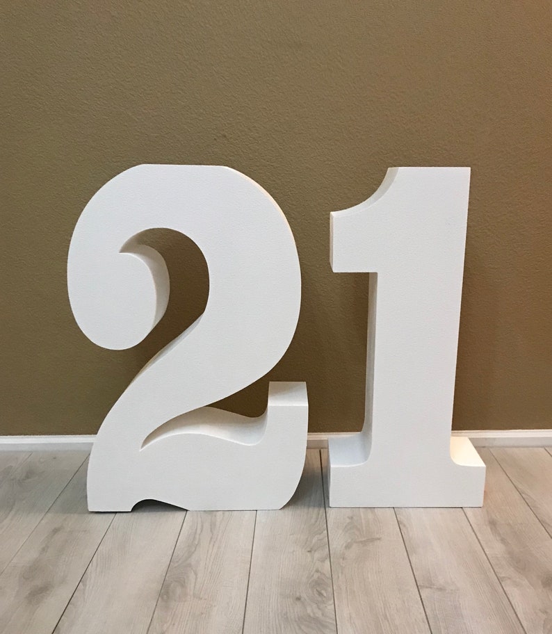 Number 21 Large Foam Numbers Freestanding or Dessert Table 30 tall and 8 deep