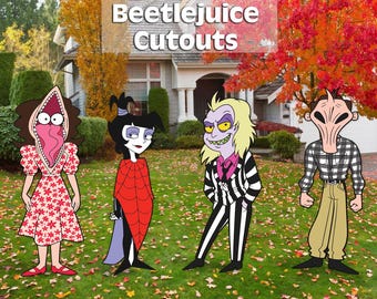 Beetlejuice Yard Cutouts, Halloween Yard Decorations, Large Character Cutouts, Outdoor Halloween Decor, Beetlejuice Party Decor