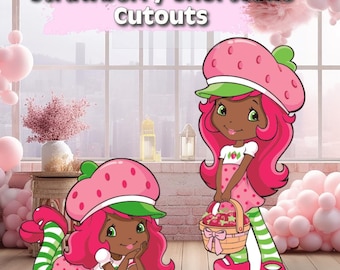 African american strawberry shortcake cutout | birthday party decor | kids party prop