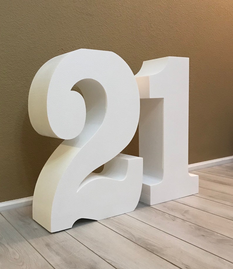 Number 21 Large Foam Numbers Freestanding or Dessert Table 30 tall and 8 deep