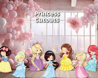 Disney princess cutouts | princess birthday party decor | kids party decor | snow white | rapunzel | bella | cinderella | jasmine