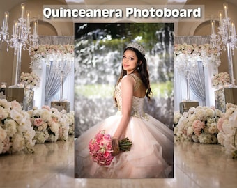Quinceañera photo board, personalized quince photo backdrop, custom sweet 15 birthday sign decor
