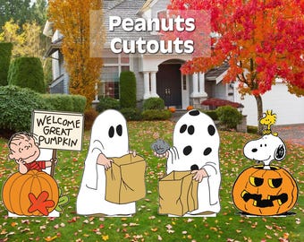 Peanuts halloween cutouts | snoopy, linus, woodstock yard signs | great pumpkin ghosts outdoor decor