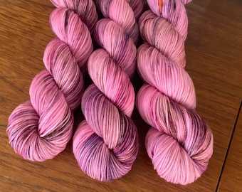 Bramble Pickers - DK hand dyed yarn - superwash merino nylon - pink purple brown blue speckled
