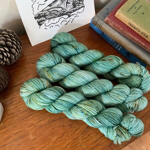 Bletchley - Aran Hand dyed yarn - superwash merino - green gold speckled