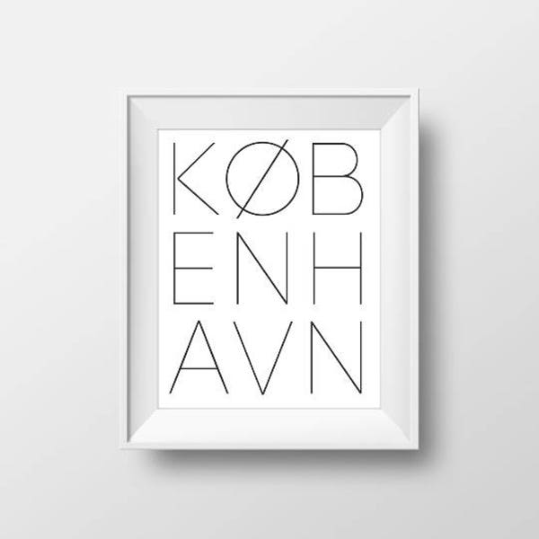 Copenhagen Poster, Scandinavian Design Poster, Printable Poster, Typographic Print, City Poster, Motivational Poster