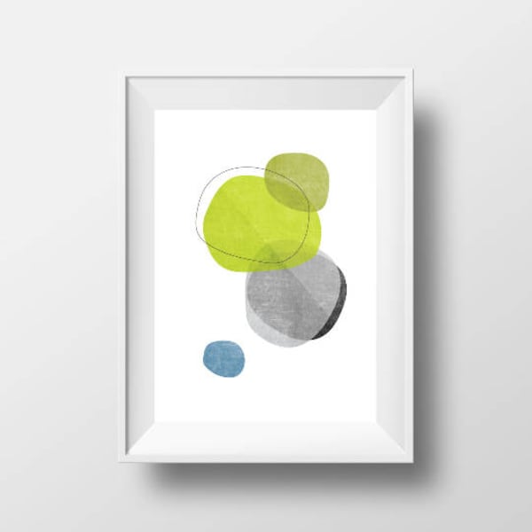 Lime Green Blue Grey Abstract Poster, Organic Wall Art, Arte Moderna, Poster stampabile, Scandinavian Instant Download, Abstract Wall Print