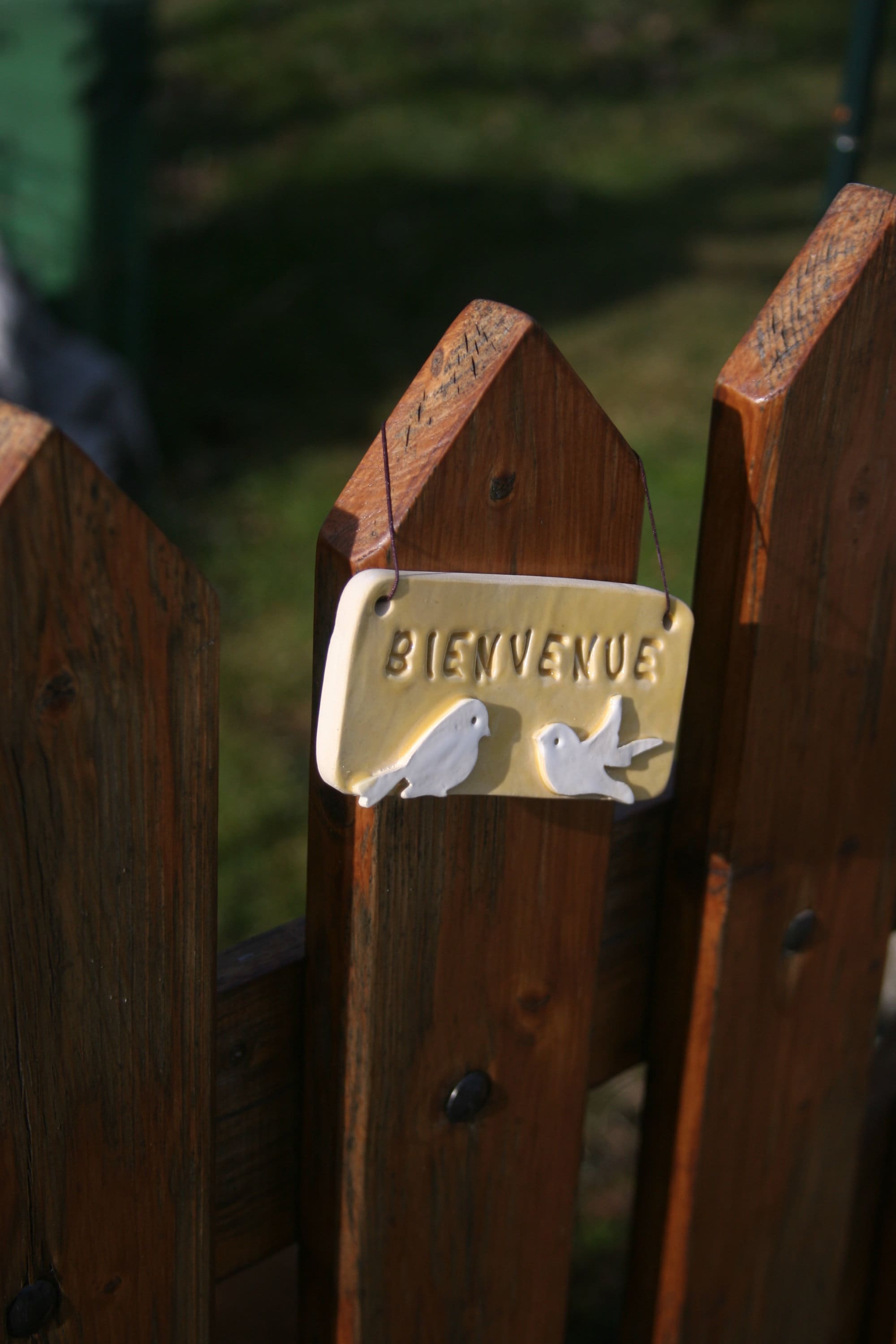 Petit Panneau à Message Pour Le Jardin en Grès Blanc