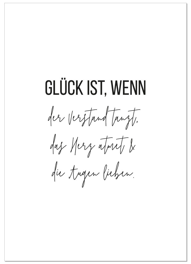 Poster Glück ist wenn der Verstand tanzt das Herz atmet und Etsy