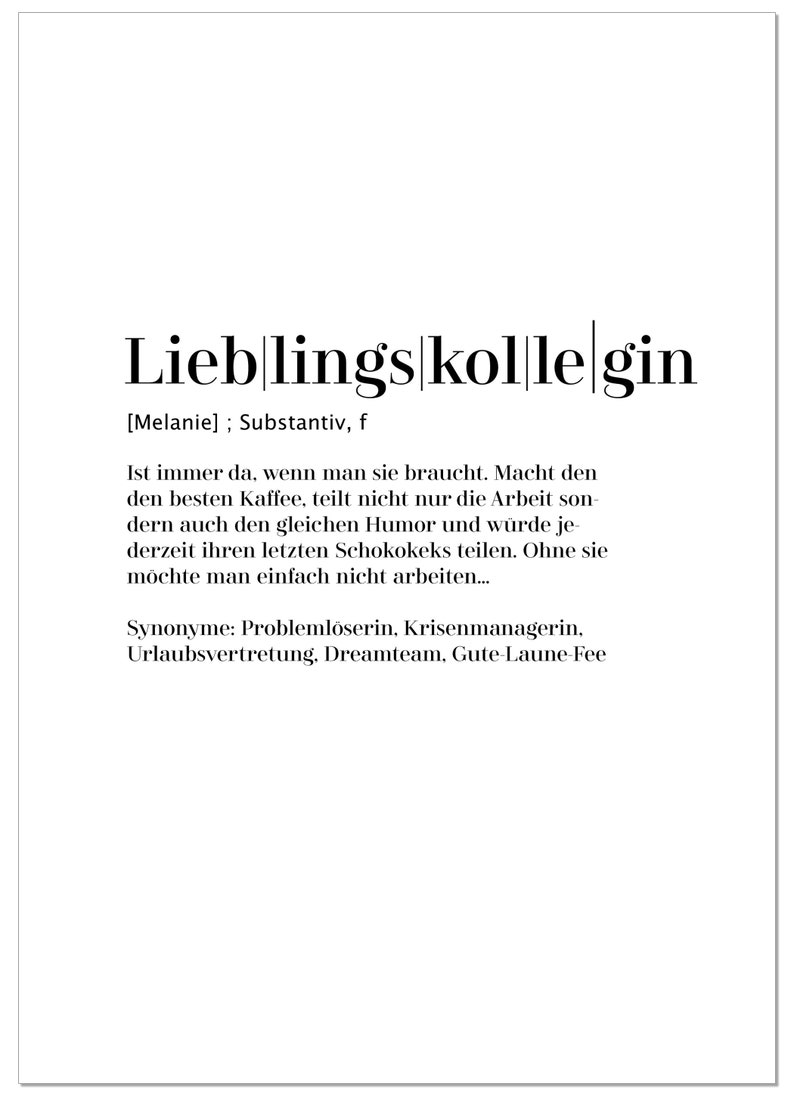 Poster Lieblingskollegin Spruch Poster Geschenk für Etsy