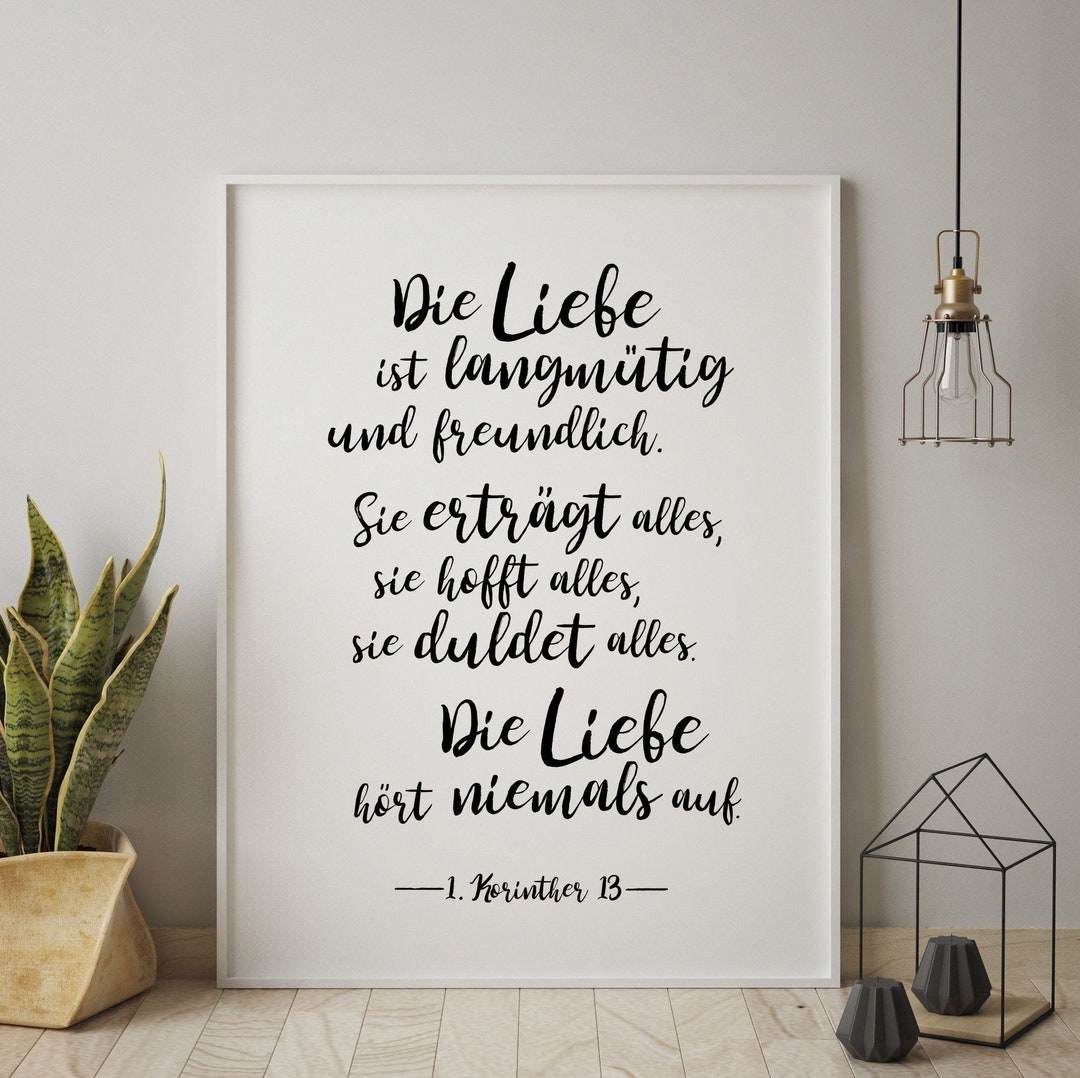 Poster Das Hohelied der Liebe Hochzeitsgeschenk 1. Korinther Etsy.de