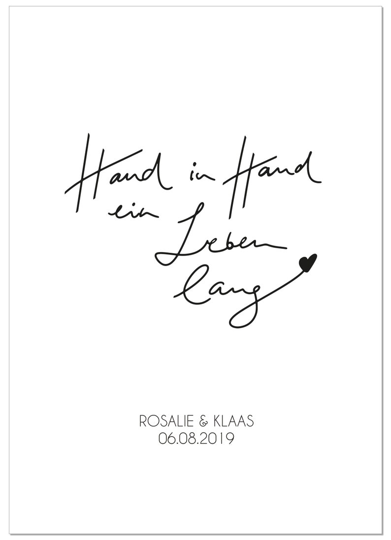 Poster Hand in Hand ein Leben lang Hochzeitsgeschenk Etsy