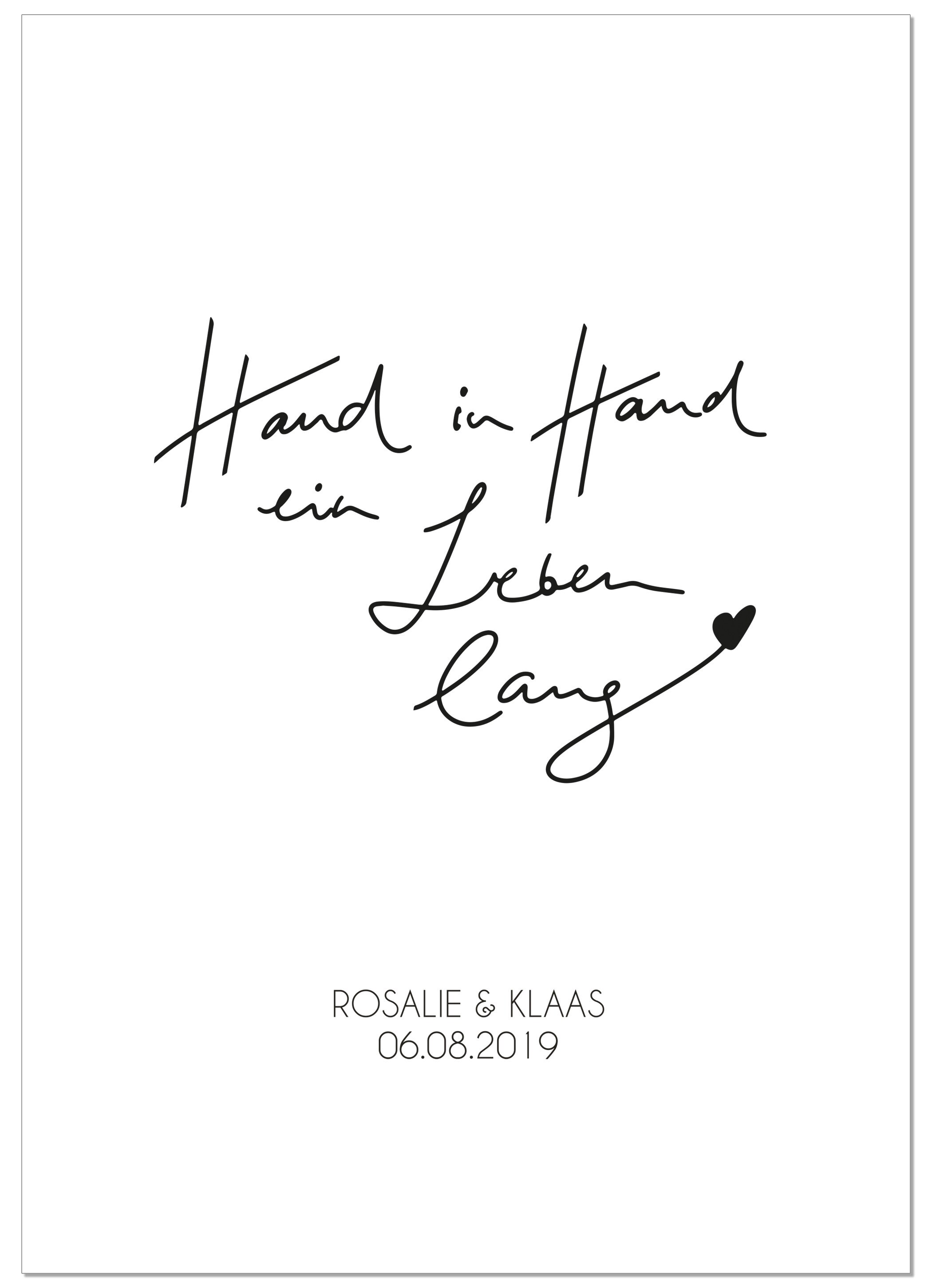 Poster Hand in Hand ein Leben lang Hochzeitsgeschenk Etsy