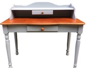 SOLD Grey Rustic Country Farmhouse Dressing Console Table with drawers Ladies Writing Desk, Office Furniture hand painted by Fusion Upcycled