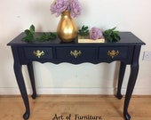 Victorian Antique Writing Desk Bureau Dressing Console Table Hallway Storage Office Furniture hand painted in Fusion Mineral Paint Upcycled