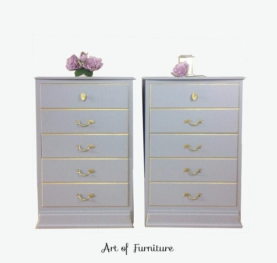 Sold 2 Grey Gold Vintage Pine Large Bedside Tables Small Etsy