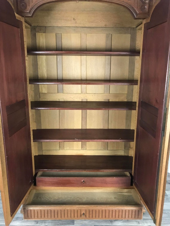 Details about   Antique French Renaissance 2 Door Armoire Wardrobe Cabinet 