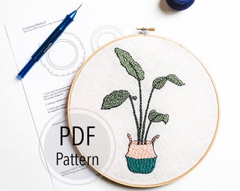 Bird of Paradise plant, Banana leaf wall art, Ultra Punch needle pattern, Botanical embroidery pattern, Easy DIY craft, Boho plant decor