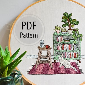 Cozy Reading Nook Punch Needle Embroidery Pattern