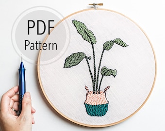 Paradiesvogel Pflanze, Punch Needle Stickmuster, Anfänger Embroidery PDF, tropische Blatt Wandkunst, Zimmerpflanze Dekor, Fiber Craft