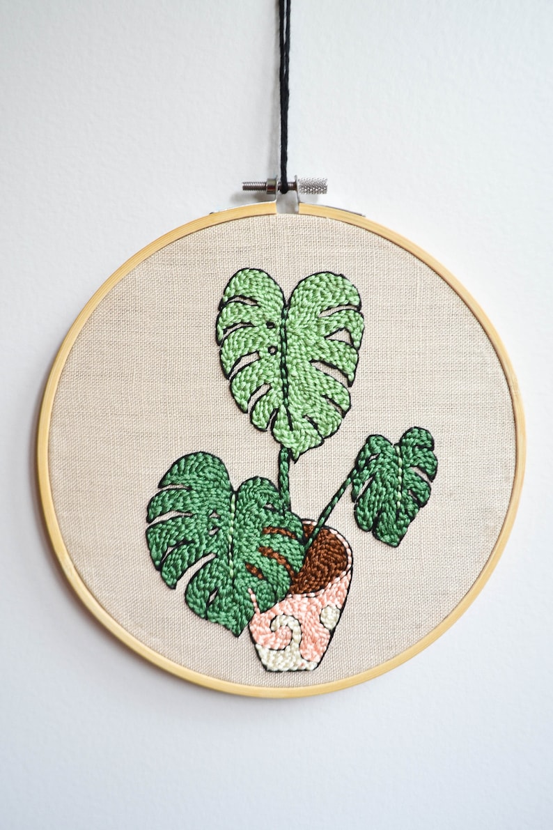 Monstera Plant Punch Needle Embroidery Pattern image 2