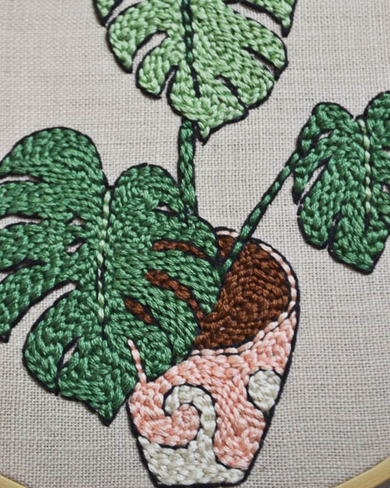 Monstera Plant Punch Needle Embroidery Pattern image 3