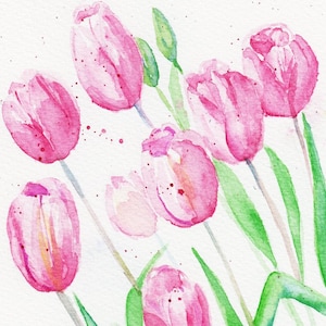 Tulpen Original Aquarell Druck Geschenk für Sie