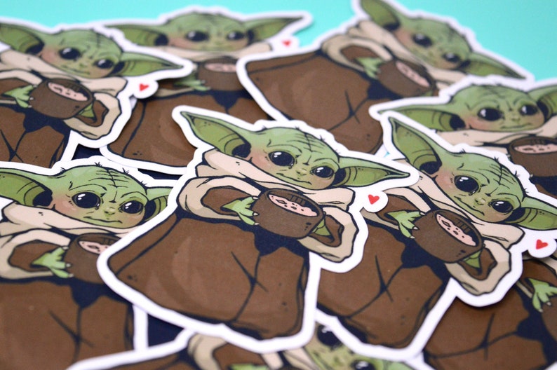 Soep Het kind Baby Yoda Grogu De Mandaloriaan Stickers image 1