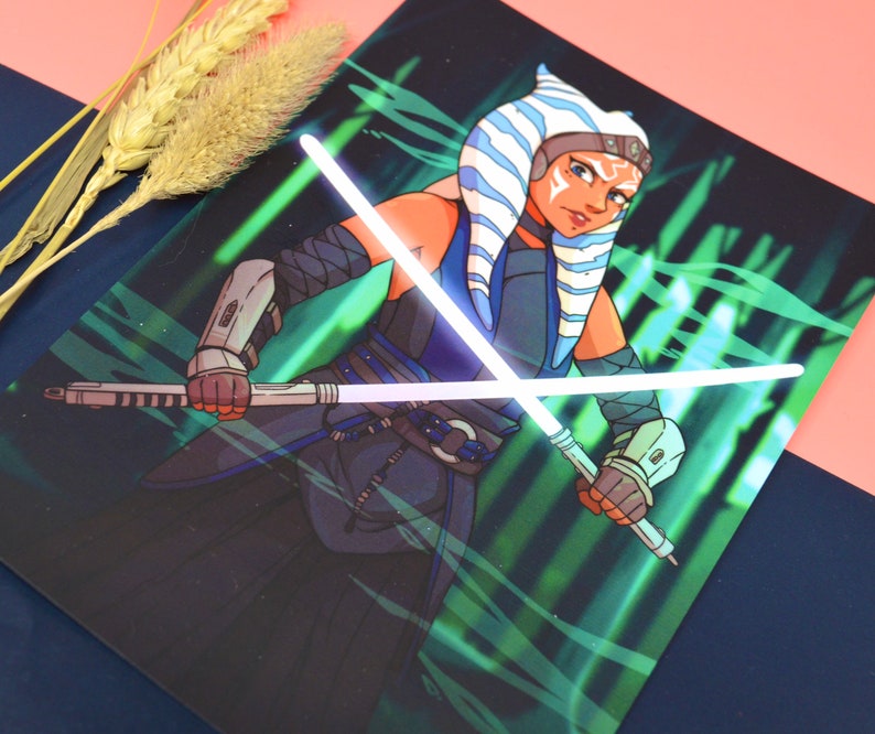 The Jedi Ahsoka Tano The Mandalorian soft matte coating A6 postcard print image 3