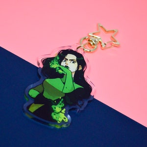 Green is my favourite color Shego Acrylic Keychain Accessories Black and Green Star chain image 2