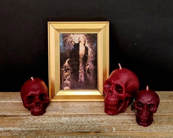 Death is a Maiden, Skull Candle, Persephone Hela Ritual, Altar, Beeswax: Connecting to Departed, Releasing, Underworld, Ancestor Work