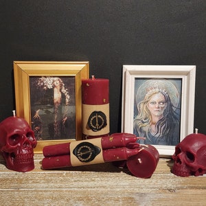 Death is a Maiden, Skull Candle, Persephone Hela Ritual, Altar, Beeswax: Connecting to Departed, Releasing, Underworld, Ancestor Work