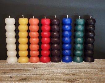 All Natural Beeswax 7 knob Pillar Candles - unscented